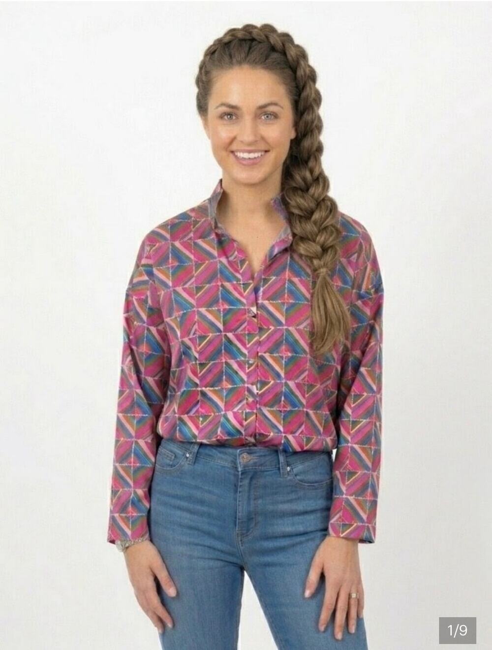 NWT Never A Wallflower Evil Eye Vicki Blouse, Medium